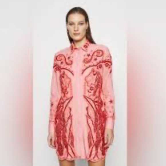 RARE Farm Rio Embroidered Western Dress In Light Pink - Picture 2 of 9